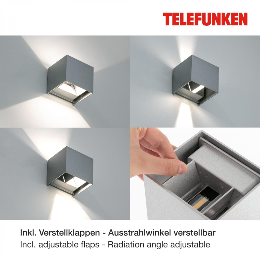 Telefunken 303404TF - LED-ulkoseinävalaisin LED/7 W/230 V IP44, hopeanvärinen