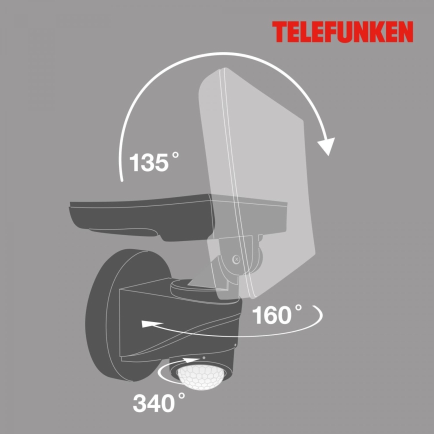 Telefunken 304305TF - LED-ulkoseinävalaisin anturilla LED/24W/230V IP44 musta