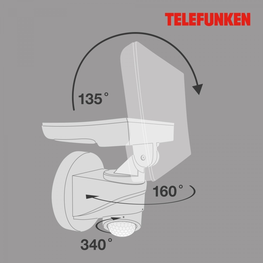 Telefunken 304306TF - LED-ulkoseinävalaisin anturilla LED/16W/230V IP44 valkoinen