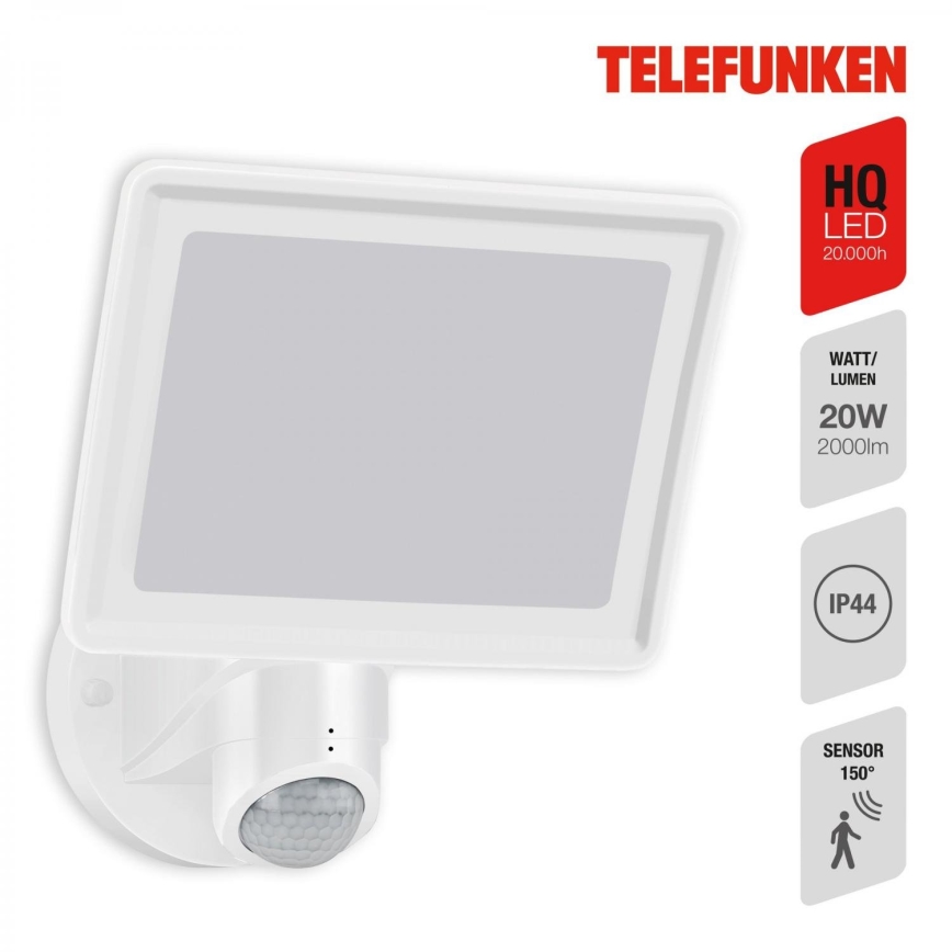 Telefunken 304406TF - LED-ulkoseinäheittovalo liiketunnistimella LED/20W/230V IP44