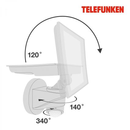 Telefunken 304406TF - LED-ulkoseinäheittovalo liiketunnistimella LED/20W/230V IP44