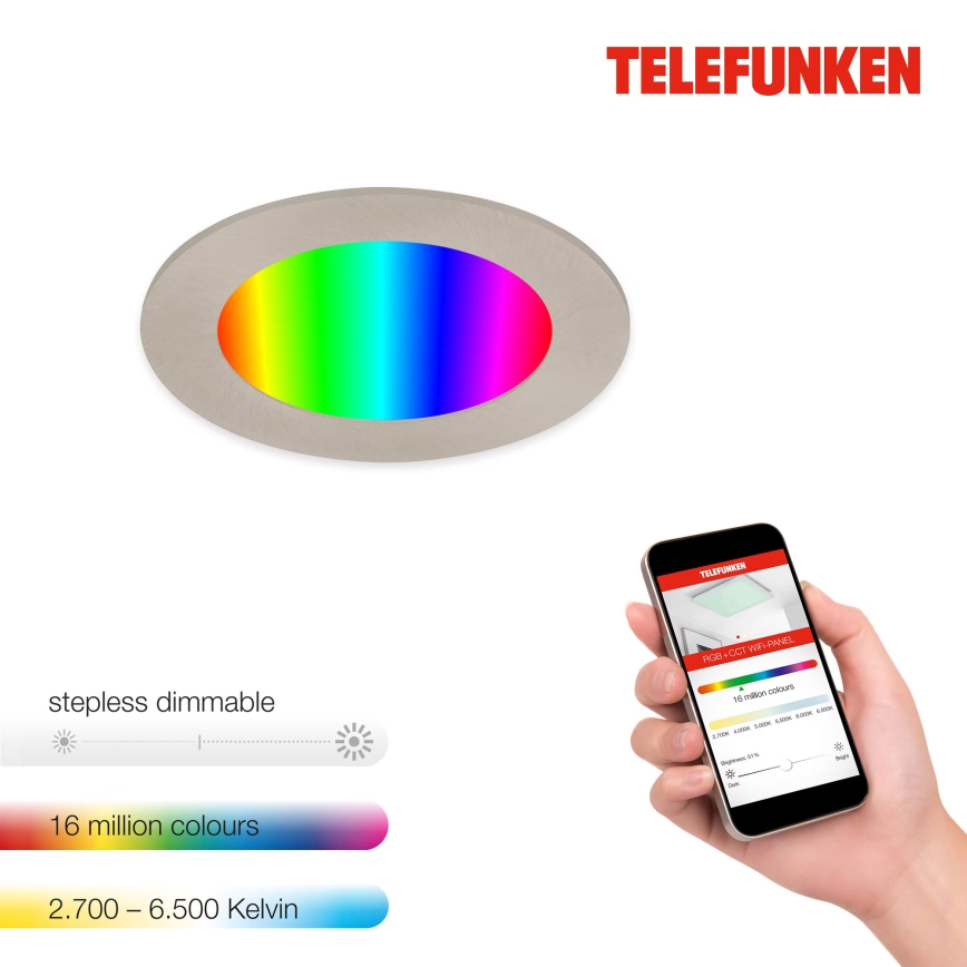 Telefunken 309302TF - LED RGBW Himmennettävä kylpyhuoneen kattovalaisin LED/6W/230V 2700-6500K IP23 Wi-Fi Tuya