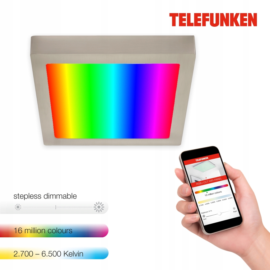 Telefunken 309602TF - LED RGBW Himmennettävä kattovalo LED/18W/230V 2700-6500K Wi-Fi Tuya