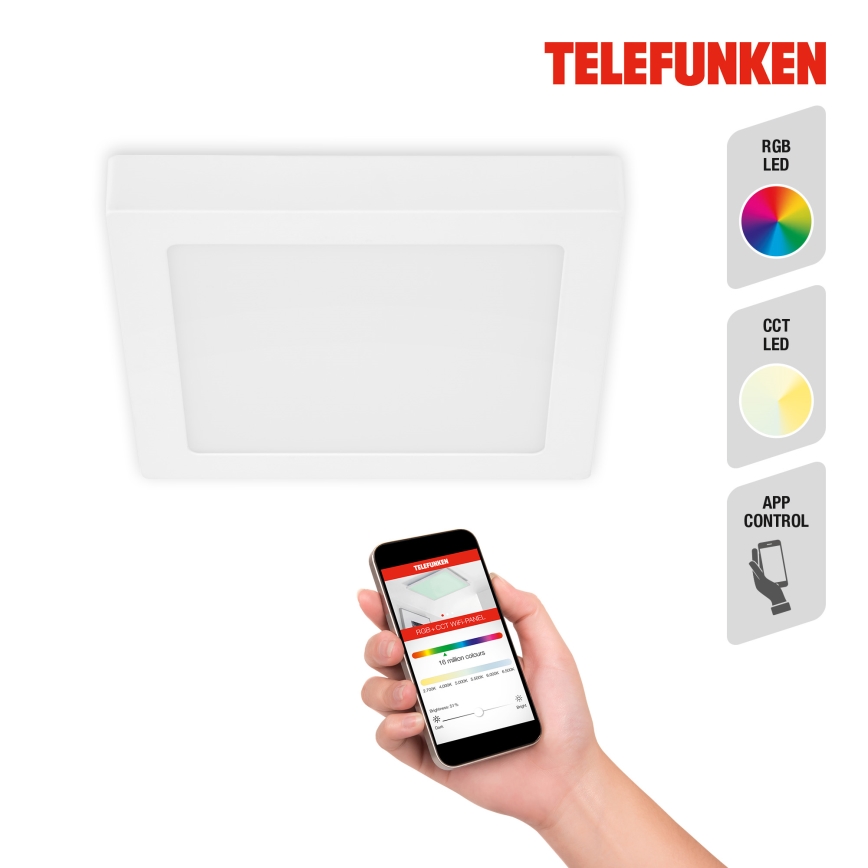 Telefunken 309606TF - LED RGBW Himmennettävä kattovalo LED/18W/230V 2700-6500K Wi-Fi Tuya