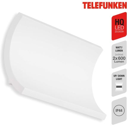 Telefunken 312806TF - LED-ulkoseinävalaisin 2xLED/6W/230V IP44 valkoinen