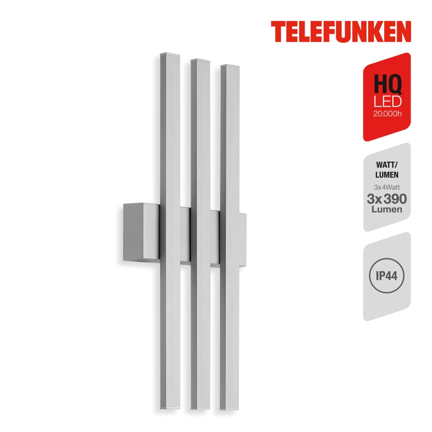 Telefunken 313304TF - LED-ulkoseinävalaisin 3xLED/4W/230V IP44