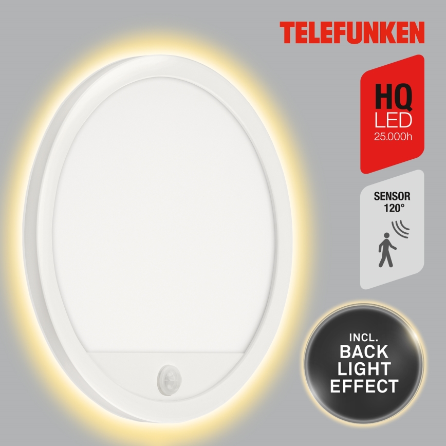 Telefunken 313706TF - LED Ulkovalo anturilla LED/15W/230V IP44 valkoinen