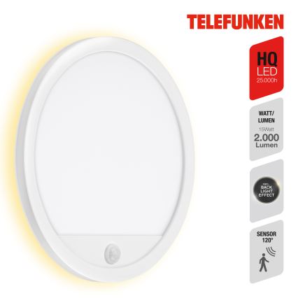 Telefunken 313706TF - LED Ulkovalo anturilla LED/15W/230V IP44 valkoinen