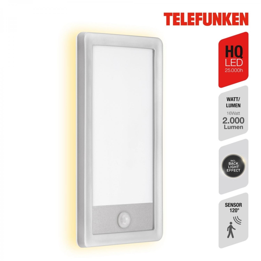 Telefunken 313904TF - LED Ulkovalo anturilla LED/16W/230V IP44