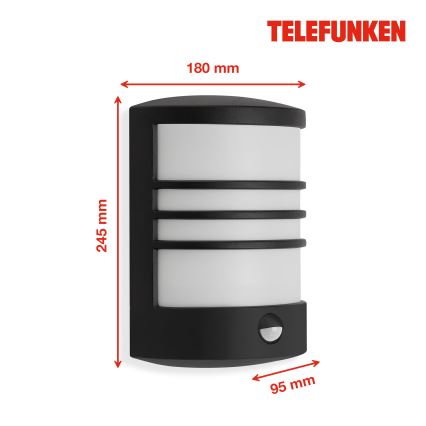 Telefunken 315505TF - LED Ulkovalo anturilla LED/12W/230V IP44 musta