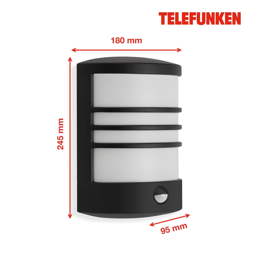 Telefunken 315505TF - LED Ulkovalo anturilla LED/12W/230V IP44 musta