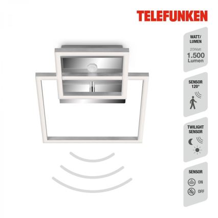 Telefunken 318608TF - LED-kattovalaisin anturilla FRAME LED/17W/230V 3000K mattakromi