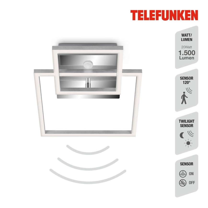Telefunken 318608TF - LED-kattovalaisin anturilla FRAME LED/17W/230V 3000K mattakromi