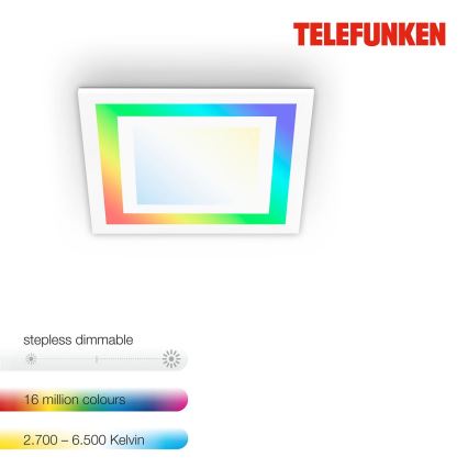 Telefunken 318706TF - LED RGBW himmennettävä paneeli LED/18W/230V 3000-6500K + kaukosäädin
