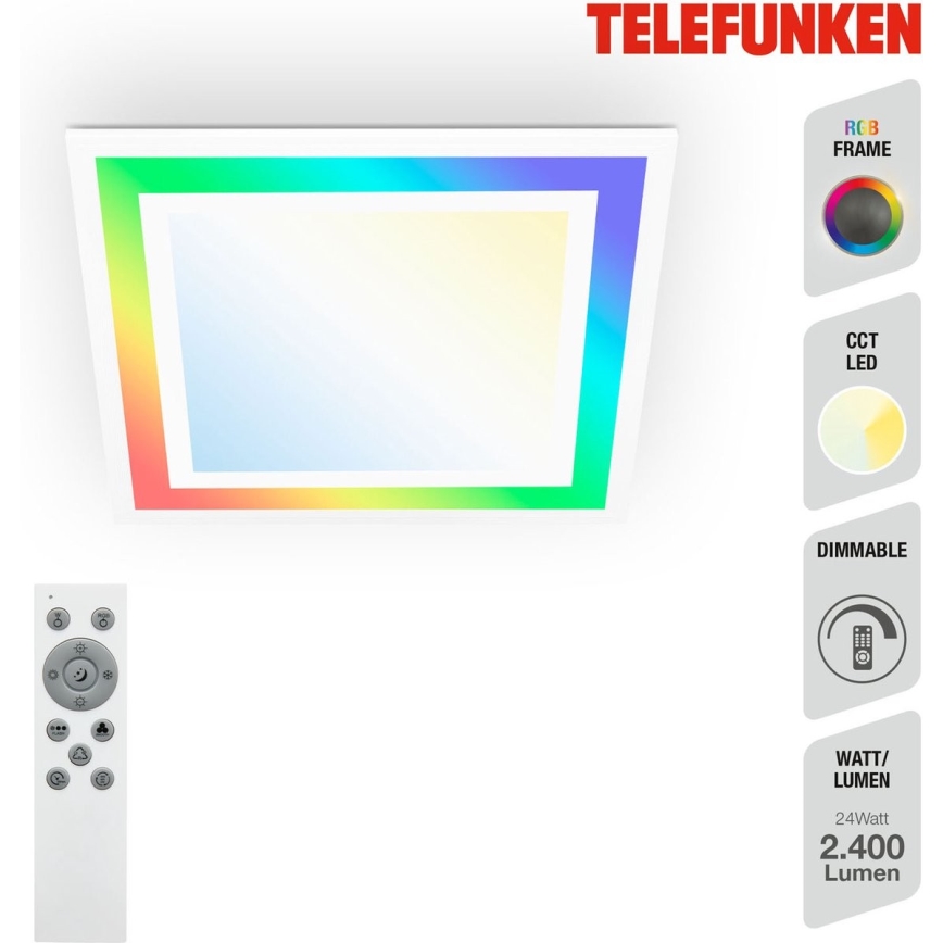 Telefunken 318806TF - himmennettävä LED RGBW kattovalaisin LED/24W/230V 3000-6500K + kaukosäädin