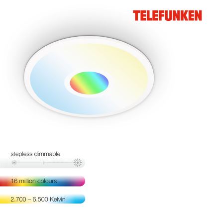 Telefunken 319306TF - LED RGBW Himmennysvalo LED/22W/230V 2700-6500K + kauko-ohjaus
