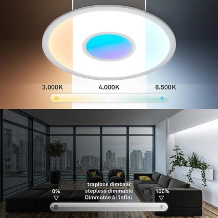 Telefunken 320104TF - RGBW-himmennettävä LED-kattovalaisin, 21 W, 230 V, 3000–6500 K, Ø 45 cm + kaukosäädin