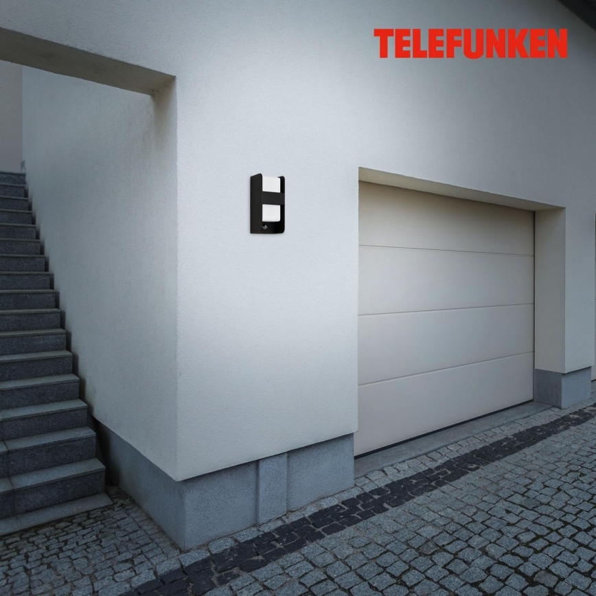 Telefunken 321105TF - Ulkovalo anturilla 1xE27/12W/230V IP44 musta