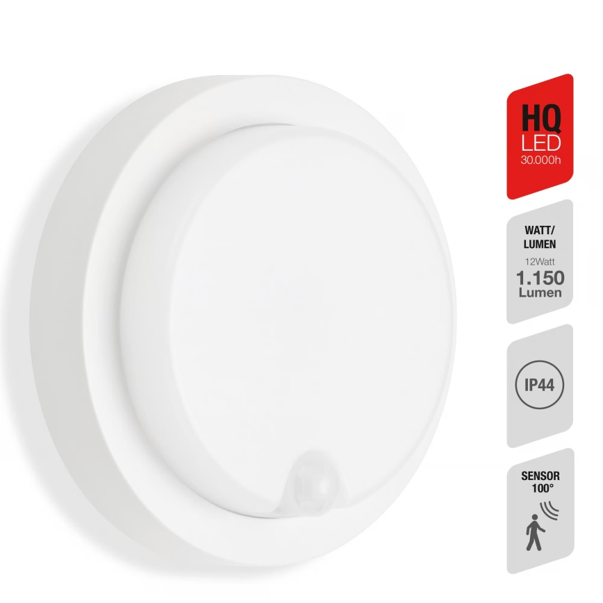 Telefunken - LED-ulkoseinävalaisin hämärä- ja liiketunnistimella LED/12W/230V IP44 valkoinen