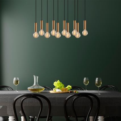 TEMPO-riippuvalaisin kaapelilla 10xE27/40W/230V, kultainen