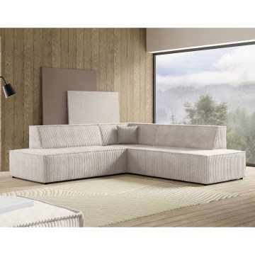 TERAMO L-mallinen avattava kulmasohva säilytystilalla, oikeanpuoleinen, beige