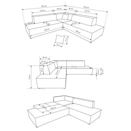 TERAMO L-mallinen avattava kulmasohva säilytystilalla, oikeanpuoleinen, beige