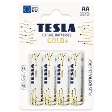 Tesla Batteries - 4 kpl Alkaliparisto AA GOLD+ 1,5V