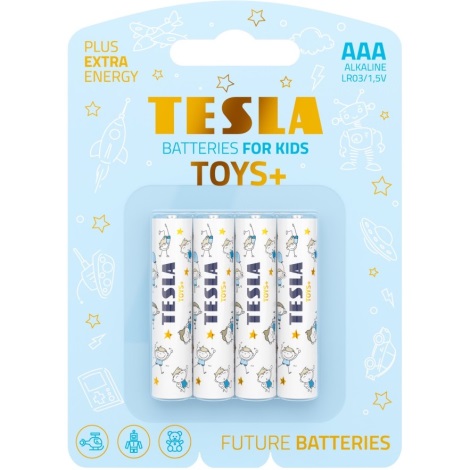 Tesla Batteries - 4 kpl Alkaliparisto AAA TOYS+ 1,5V
