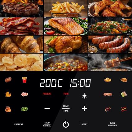 TESLA Electronics AirCook - Älykäs monitoiminen digitaalinen kuumailmapaistinu 9 l 1700W/230V Wi-Fi