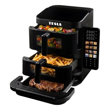 TESLA Electronics AirCook - Kolmivyöhykkeinen kuumailmafriteeraaja 14,5 l 2800 W/230 V musta