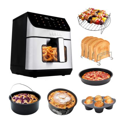 TESLA Electronics AirCook - Kuumailmafriteeraus 6,5 l 2100 W/230 V mattakromi/musta