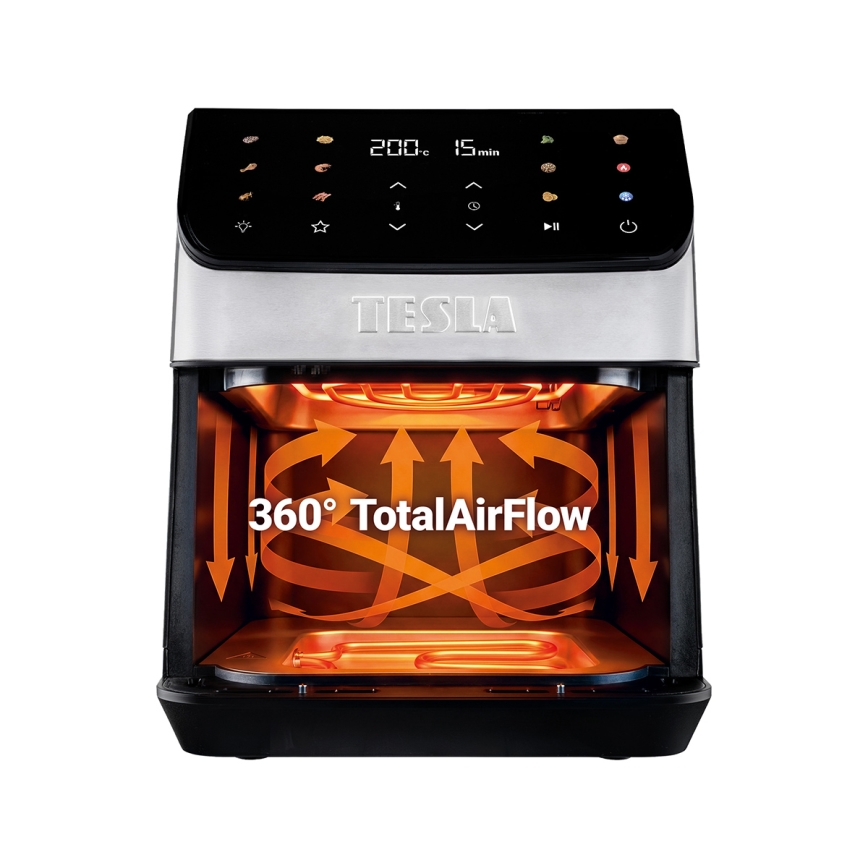 TESLA Electronics AirCook - Kuumailmafriteeraus 6,5 l 2100 W/230 V mattakromi/musta