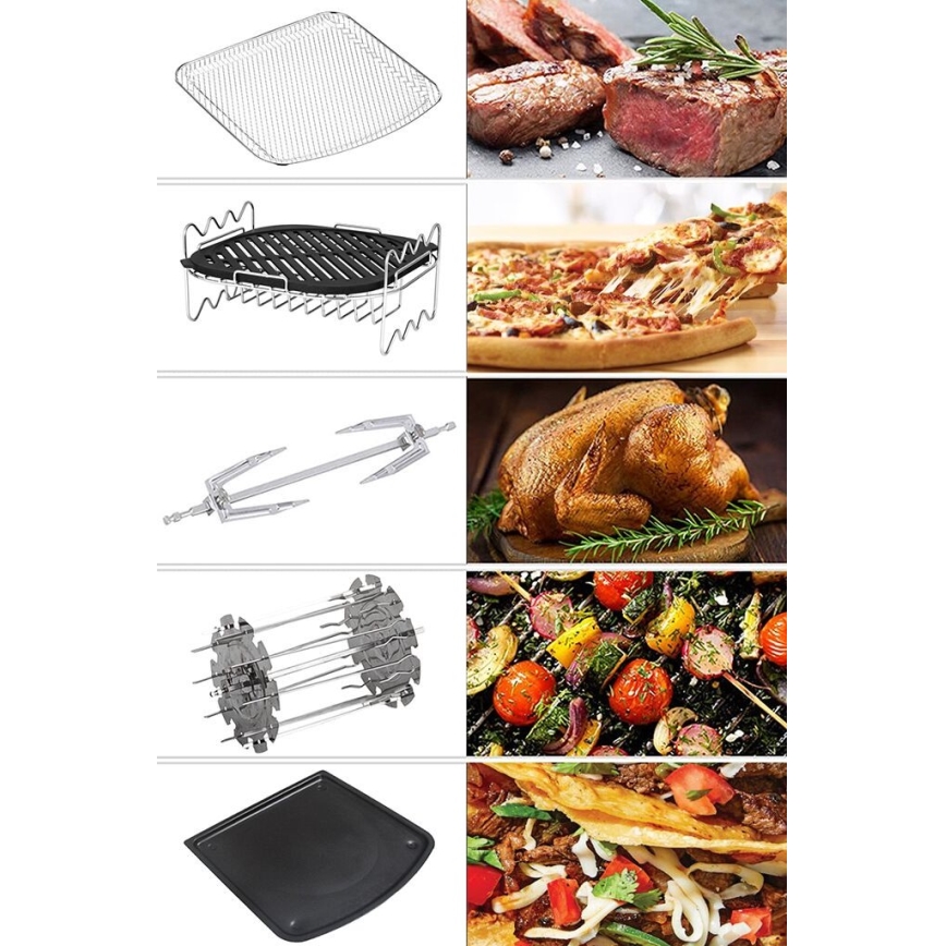 TESLA Electronics AirCook - Monitoiminen digitaalinen Air fryer 11 l 2000W/230V