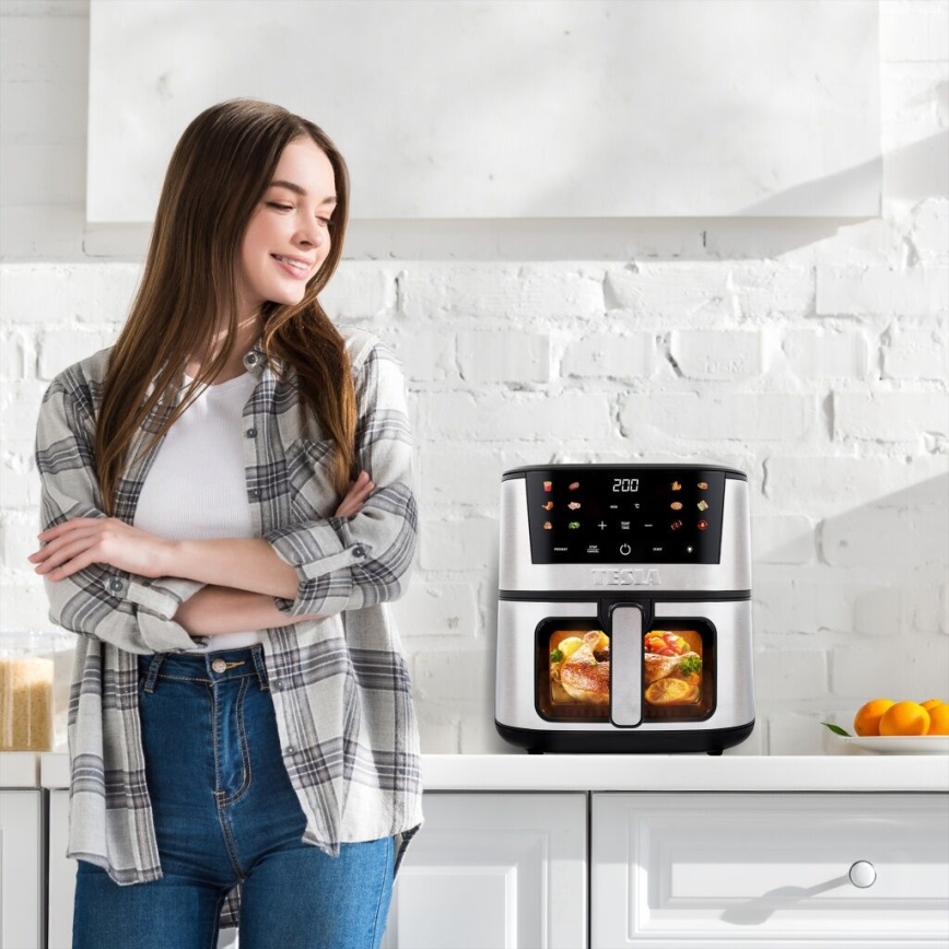 TESLA Electronics AirCook - Monitoiminen digitaalinen Air fryer 7 l 1600W/230V