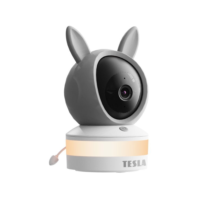 TESLA Electronics Bambino - älykäs vauvamonitori 4 MP, 2560p, 5V, Wi‑Fi, Tuya-yhteensopiva, harmaa/valkoinen