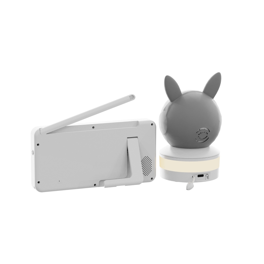 TESLA Electronics Bambino - Älykäs vauvamonitori 4 MP 2560p 5V 5000 mAh Wi-Fi Tuya harmaa/valkoinen