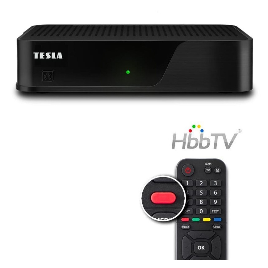 TESLA Electronics - DVB-T2 H.265 (HEVC) -vastaanotin, HbbTV-tuki, 12 V + kaukosäädin
