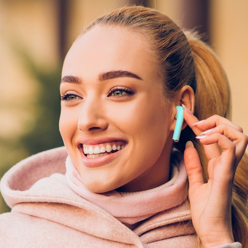 TESLA Electronics - Langattomat kuulokkeet 300 mAh + 2x 25 mAh IPX4 turkoosi