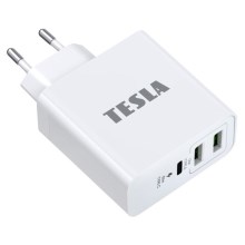 TESLA Electronics - Latausadapteri USB-C 3in1 65W valkoinen