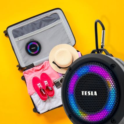 TESLA Electronics - LED RGB Langaton kaiutin 5W/1200 mAh/3,7V IPX7 harmaa