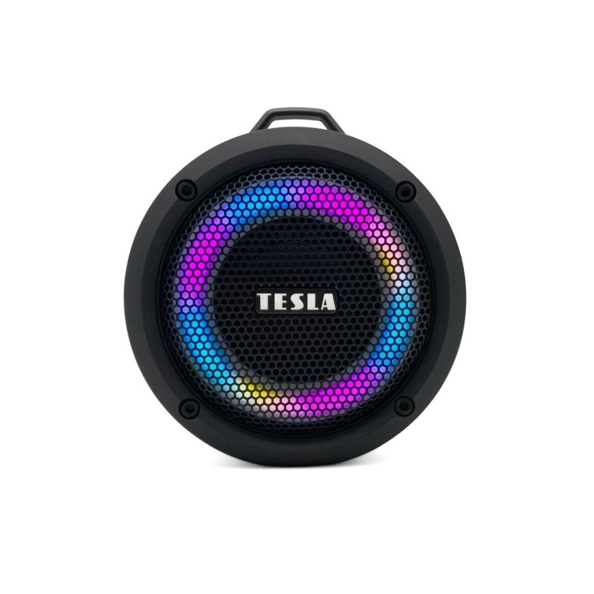 TESLA Electronics - LED RGB Langaton kaiutin 5W/1200 mAh/3,7V IPX7 harmaa