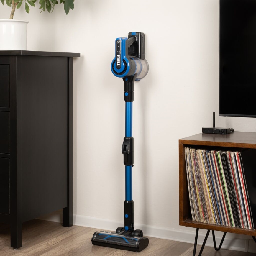 TESLA Electronics PureStar - Joustava langaton 3-in-1 tankosuodatinimuri 300W/2200 mAh musta/sininen