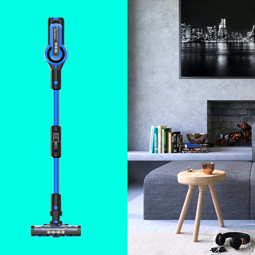 TESLA Electronics PureStar - Joustava langaton 3-in-1 tankosuodatinimuri 300W/2200 mAh musta/sininen