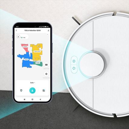 TESLA Electronics RoboStar - Älykäs 2-in-1 robotti-imuri 2550 mAh Wi-Fi valkoinen