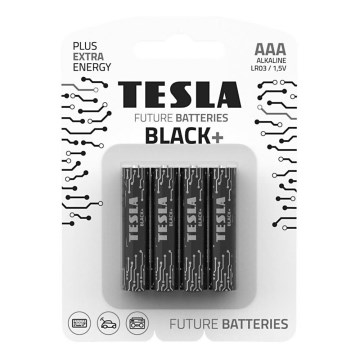 Tesla Parist - 4 kpl Alkaliparisto AAA MUSTA+ 1,5V 1200 mAh