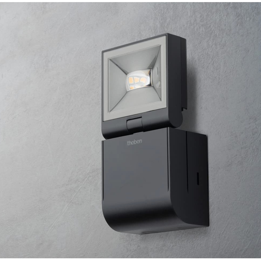 theben - LED Seinäheijastin LED/10W/230V musta IP55