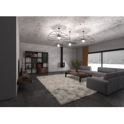 Thoro TH.015 - Kiinteä kattokruunu ESKOLA 1xE27/60W/230V musta