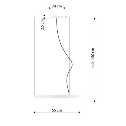 Thoro TH.217 - LED-kattokruunu johdossa RIO LED/30W/230V CRI95 4000K halkaisija 55 cm kulta