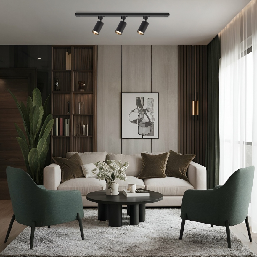 TIGER-kiskovalaisin 3xGU10/10W/230V, musta