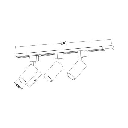 TIGER-kiskovalaisin 3xGU10/10W/230V, musta